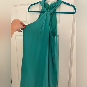 Beautiful turquoise dress with a halter neck